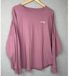 Victoria's Secret PINK Oversized Spirit Jersey Mauve Purple Plaid Logo XL